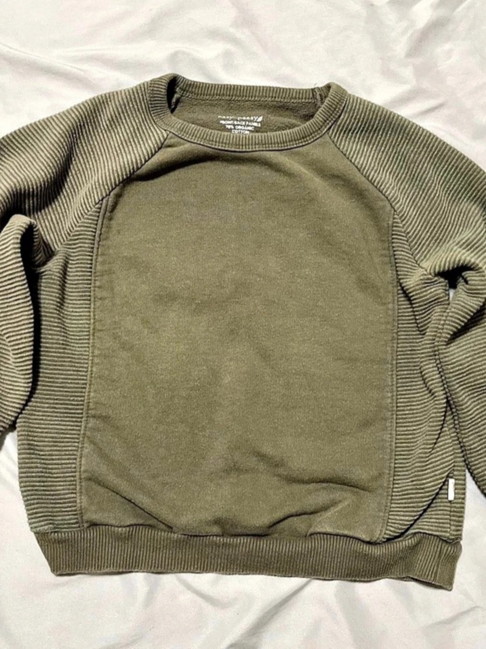 Easy-peasy Organic Cotton Ribbed Panel Pullover Sweatshirt Green 5T Excellent